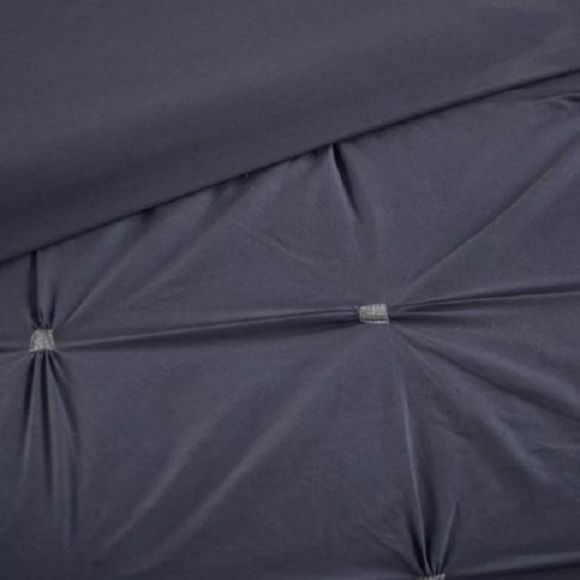 INK+IVY Masie Elastic Embroidered Gray Cotton FULL QUEEN Duvet Cover Set 3pc - Picture 4 of 10